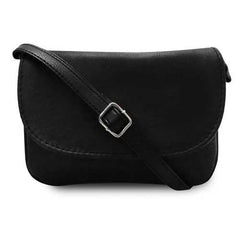 Black Accordion Leather Messenger Bag - purse-at-0105